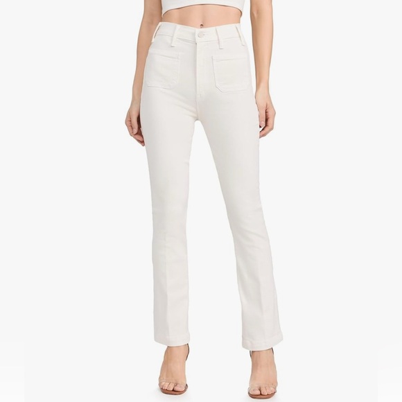 MOTHER The Hustler Patch Pocket Flood Jeans Size 23 Cream Puffs White Wash - Picture 1 of 9